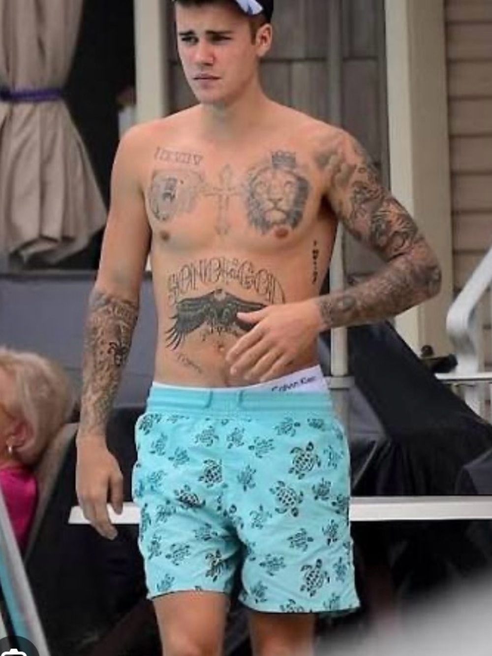 Vilebrequin Shorts Light Blue Swim Trunks Turtles Vacation Bieber Sz.S *READ*